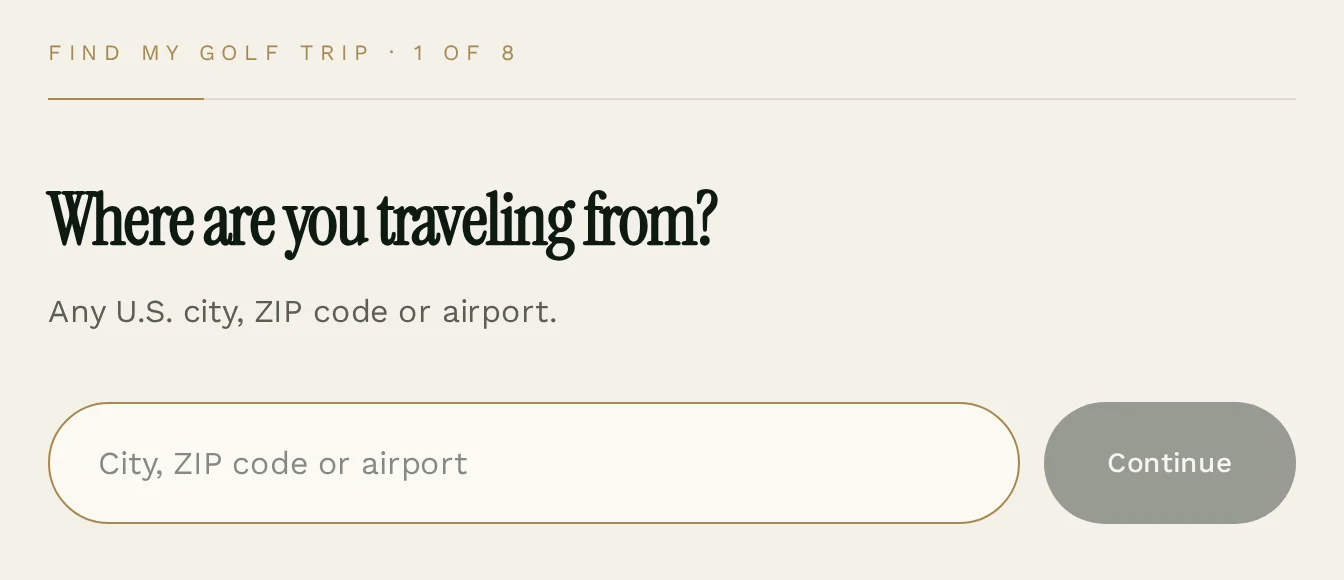 TeeTrip finder: where are you traveling from?